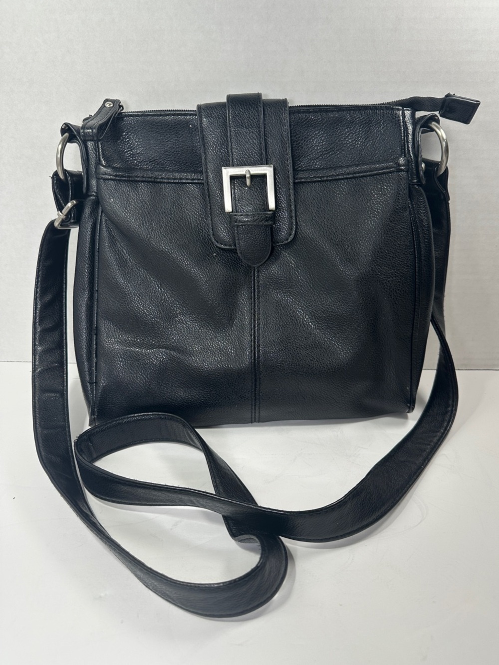 Merona Black Crossbody Purse Bag Zipper Close Pockets